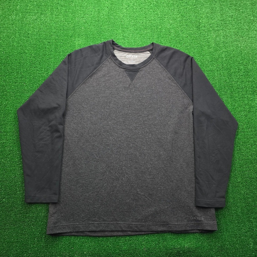 Orvis Raglan Shirt Mens XL Gray Black Long‎ Sleeve Classic Collection Outdoors